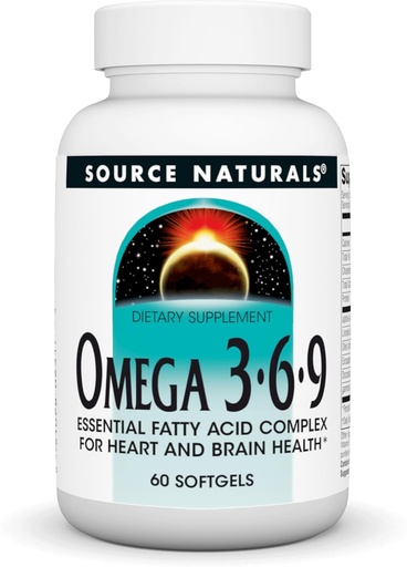 [BRSWIYA3OACB6YDO] Source Naturals Omega 3-6-9, Essential Fatty Acid Complex for Heart and Brain Health* - 60 Softgels