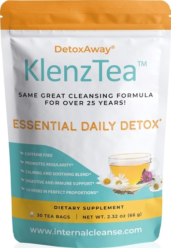 [BRSW2BABOZ7AI3LU] KlenzTeaTM - DetoxAway® seu fígado, linfa, cólon e rim com 14 Ingredientes cuidadosamente selecionados. (30 Sacos de Chá)