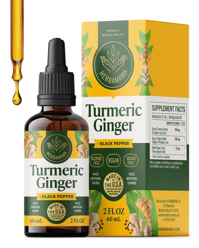 [BRSWYZIDOAHGM2A6] HERBAMAMA Turmeric and Ginger Supplement – Turmeric with Black Pepper & Ginger Root for Digestive Health – Turmeric Ginger Supplements for Immune Support – Non-GMO, Alcohol & Sugar-Free, 28-Day Supply