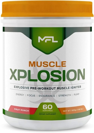 [BRSWIBDQAAMQOYA3] MFL Muscle Xplosion | Pre-Workout | 0 Sugar | Sweetened with Stevia | All-Natural | 60 Servings (Fruit Punch)