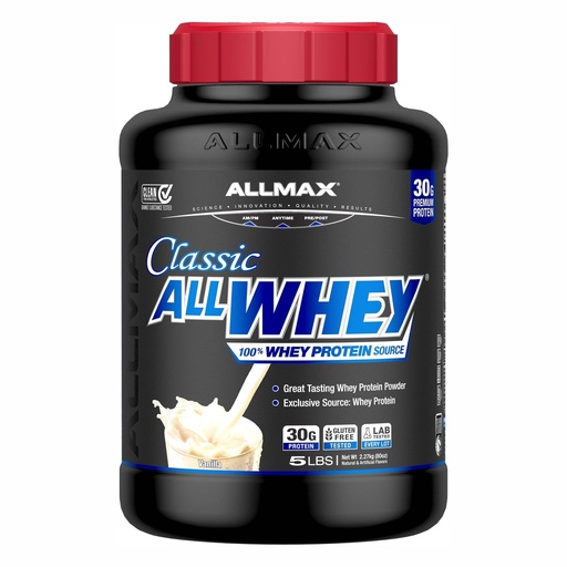 [BRSWKFD7AECWIGTI] ALLMAX Classic AllWhey Whey Protein Powder, French Vanilla, 5 lbs, 30g Protein per Scoop, Gluten Free, Low Sugar, High Protein, Supports Muscle Recovery, Lean Muscle & Post Workout, for Men & Women