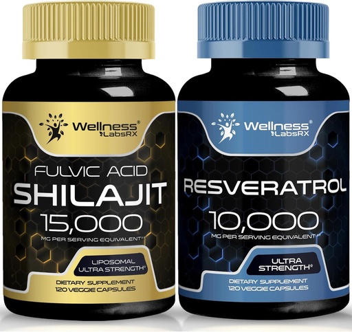 [BRSRAAYFAUMAG33A] WELLNESS LABSRX Resveratrol Capsules con Shilajit Pure Himalayan Capsules