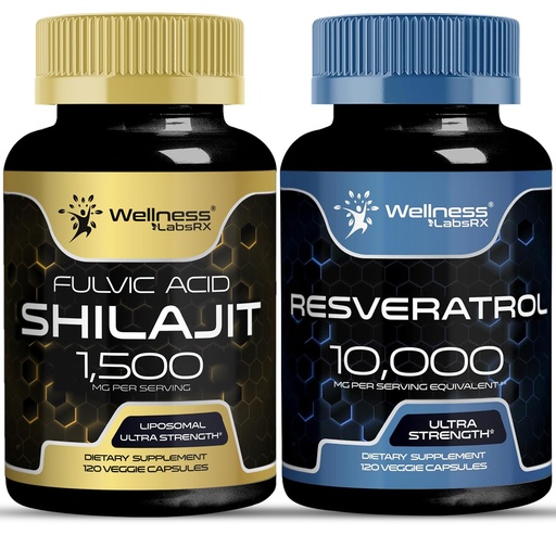 [BRSRAAYFAUMAG33A] WELLNESS LABSRX Resveratrol Capsules with Shilajit Pure Himalayan Capsules | Bundle
