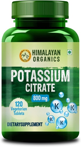 [BRSRMAQ2CEBWM3DO] Himalayan Organics Potassium Citrate 800mg Supplement for Men & Women - 120 Veg Tablets