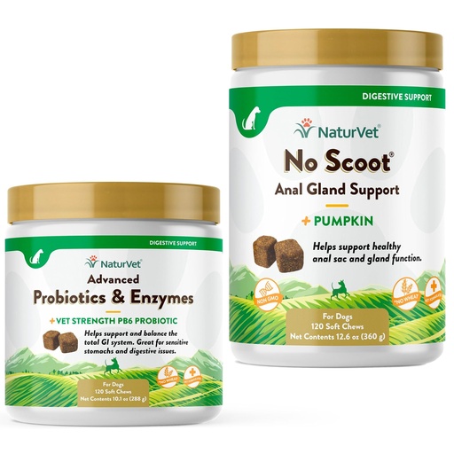 [BRSROGINAAJWGEY2] NaturVet Advanced Probiotics, Healthy Enzymes and PB6 Probiotic Supplement for Your Dogs Stomach, 120 Soft Chews & No Scoot for Dogs - 120 Soft Chews - Supports Healthy Anal Gland & Bowel Function