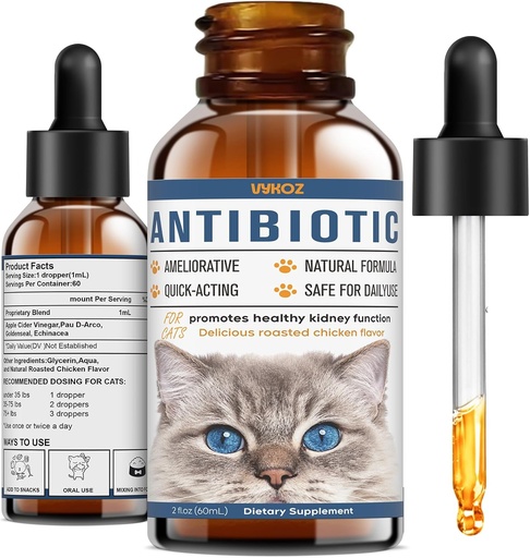 [BRSRAGIZOJ7QEFLK] Antibiotics for Cats - Natural Cat Antibiotics for Allergy Itch Relief, Immune Boosting - Antibiotics for Immune Boosting, Urinary Tract Infections - Supplemental Vitamins for Cat and Dog, 2 fl oz
