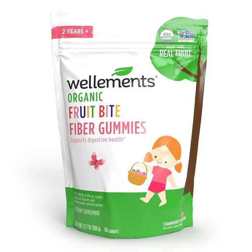 [BRSROFIQO4BB42Q4] Wellements Organic Fiber Fruit Bite Gummies | Supports Kids & Toddlers Digestive Health* | Made w/REAL FRUIT | 3g Fiber Per Serving | Yummy Strawberry Flavor | Ages 2+