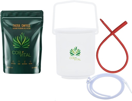[BRSWIGAMBUIROHT6] Kaffe Enema Kit för Colon Cleansing med 1 LB Enema Coffee - Gerson Godkänd Home Enema Kit - Enema Bucket Kit - Therapy Roast Coffee Detox Cleanse - Enema Coffee Organic