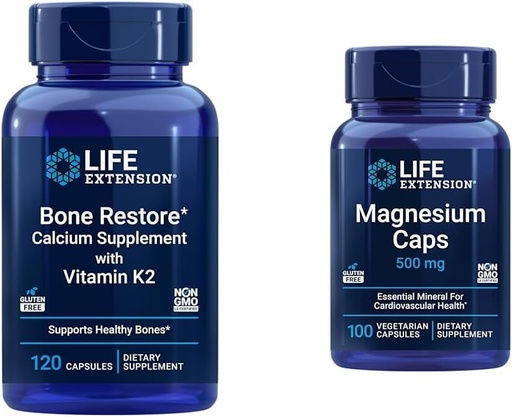 [BRSROBQEBB4BEFL5] Hidup Extension Bone Restore + Vitamin K2 Vitamin & Minemary Mempertahankan Kesehatan Tulang & Kekuatan & Magnesium Caps, 500 mg, Magnesium Oxide, Citrate, Succinate, Heart Health, Healthy Bones