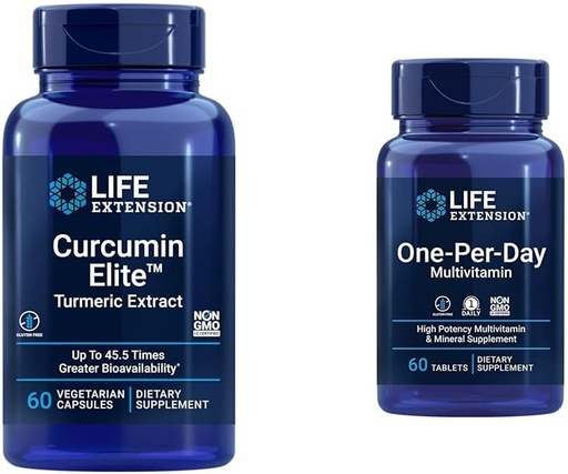 [BRSROBIPAACBSEI4] Life Extension Curcumin Elite Turmeric Extract, Podporuje zdravú zápalovú reakciu & One-Per-Day Multivitamín 