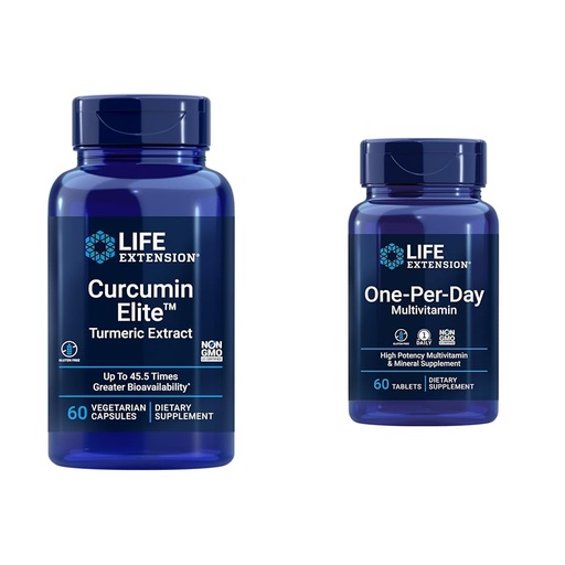 [BRSROBIPAACBSEI4] Life Extension Curcumin Elite Turmeric Extract, Promotes a Healthy inflammatory Response & One-Per-Day Multivitamin – Packed with Over 25 Vitamins