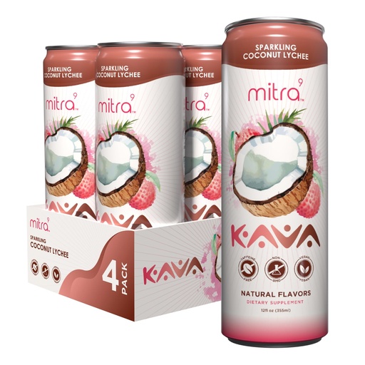 [BRSROGA3DINRSD35] MITRA9 Ботанічні напої - Coconut Lychee Sparkling Kava Пит з екстрактом кореневих - Mood Enhancer - Plant На основі - Сприяє природній калорійності та Clarity (12 Fl. Oz) (4)