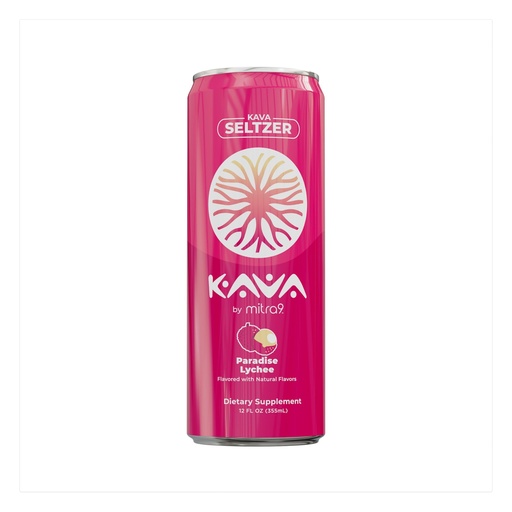 [BRSROGA3DINRSD35] Mitra9 | Paradise Lychee Kava Seltzer - Sparkling Relaxation Drink | 4-Pack | Non-Alcoholic Alcohol Alternative | 500mg Kava Root Extract | Low Calorie, Plant Based Stress Relief | 12 fl oz Cans