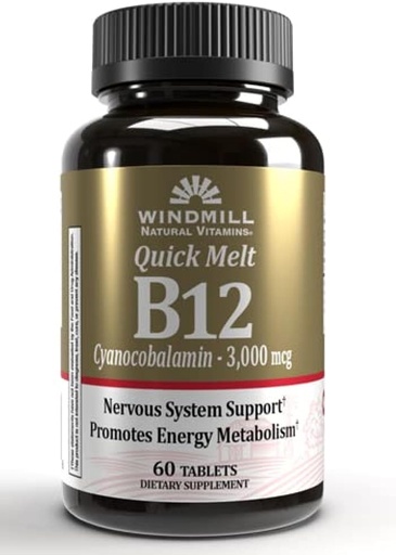 [BRSWKGYIBMIBC3QZ] Windmill B-12 3000 mcg Quick Melt Tablets 60 Each (Pack of 2)