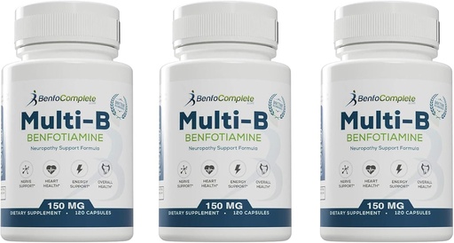 [BRSWY2T6CIIRAYDP] Benfotiamine Multi-B Neuropathy Support Formula 150mg 120 Gelatin Capsules per Bottle - Pack of 3 Bottles
