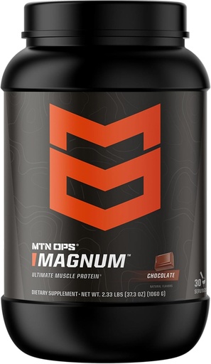[BRSWKZYFOYNQAFDM] MTN OPS Magnum Chocolate Protein Powder, 23g of Whey Isolate Protein & Milk Protein with BCAA, Zero Sugar & Gluten Free 30- Serving Tub