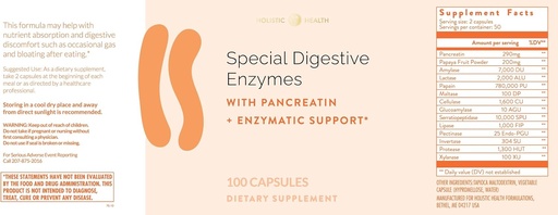 [BRSWGCATBN6RUE3L] Holistic Health Special Digestive Enzymes 100 Capsules