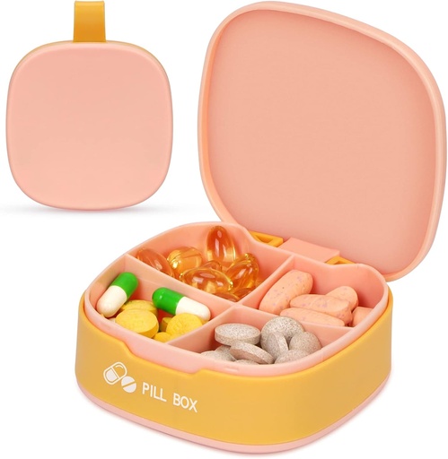 [BRSW2BQYCJ7GAE3O] Naturetouch Pill Organizer, 4 Times a Day Portable Pill Box, Food Grade Daily Pill Case for Women and Men Holding Vitamin, Medicine, Supplements, Pink