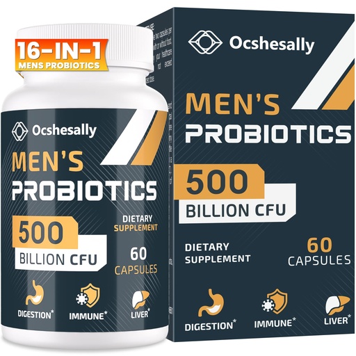 [BRSROAIQAV4AKGT5] Probiotics for Men, 500 Billion CFUs & 12 Strains Mens probiotic, with Turmeric, Cranberry, Goji - Probiotics for Digestive Health, Gut, Immune & Bloating, Prostate & Urinary Tract Health, 60 Capsules