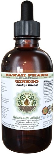 [BRSWKEYHOYMAKETC] Ginkgo Alkohol-free Liquid Extract, Organic Ginkgo (Ginka Biloba) Posušeni list Glicerit Havaji Pharm Natural Zeliščni dodatek 4 oz