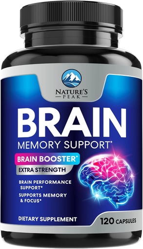 [BRSRMGA2OR7WKET4] Brain Memory Supplement - 3X Strength Nootropics for Concentration, Clarity & Focus Support - Brain Health Cognitive Vitaminer med Bacopa, Phosphatidylserin & DMAE, Brain Booster Pills, 120 Kapsler