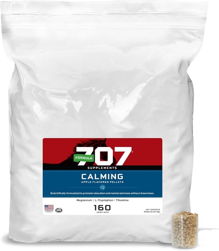 [BRSWKGIBC54BC2TY] Formula 707 Calming Equine Supplement 20LB Bag – 160 Servings – Anxiety Relief and Enhanced Focus for Horses – L-Tryptophan, Thiamine & Magnesium