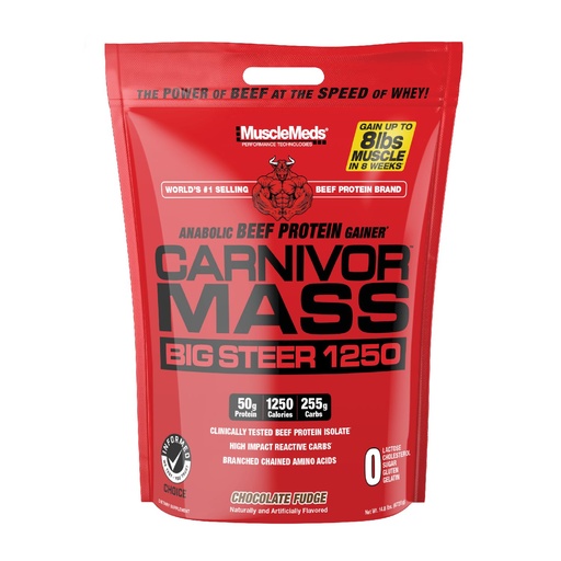 [BRSWGGIRBYPAM2Y3] MuscleMeds Carnivor Mass Chocolate Big Steer 1250, 15 Lb (Packaging May Vary)