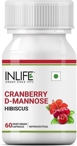 [BRSROCA5CQARMFAU] 일반 Cranberry 400mg D-Mannose 400mg & Hibiscus 200mg 추출물 Urinary Tract UTI 건강 보충교재 남성 여성 - 60 채식 캡슐 (1의 포장)
