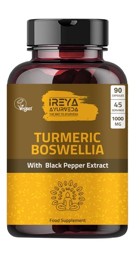 [BRSRMZD4CF6WCG3L] Boswellia Extract Capsules (90 Capsules) 1000 mg - Boswellia Serrata with 95% Black Pepper Extract and Curcuminoids Extract and 65% Boswellia Extract