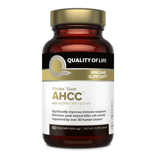 [BRSWIYQ6CYBWYAA7] Quality of Life Kinoko Gold AHCC, 500mg - 60 caps