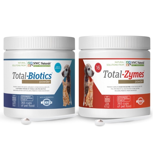 [BRSWIYITPJ7BCHLI] Twin Pack - Probiotics and Digestive Enzymes for dogs and cats one Total-Zymes and one Total-Biotics 8-Ounce