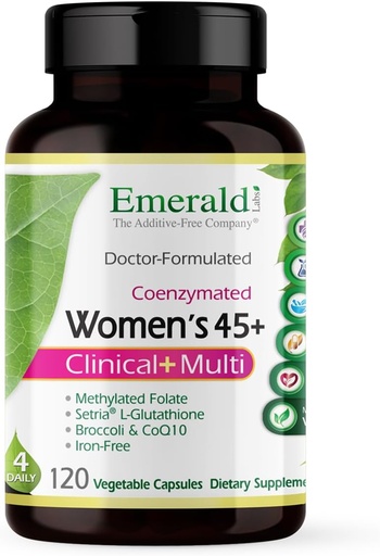 [BRSWIZYFCJYGG2TI] Laboratorios Esmeraldas Mujer 45+ Multi Clínica - Multivitamina para el soporte integral, bonificación y salud cardíaca* - Diseñado para mujeres 45+ - Gluten-Free &amp; Vegetariano - 120 cápsulas vegetales (30-Day Supply)