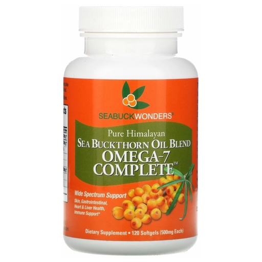 [BRSWIZQLBANWO2DI] SEABUCKWONDERS Organic Sea Buckthorn Oil Omega-7 Complete, 120 Softgels, 60 Day Supply, with Omega 3, 6 & 9, Supports Hair, Skin & Nails, 100% Pure with Zero Filler Oil