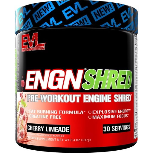 [BRSWEBIFCIMR6CTU] EVL Ultimate Pre Workout Powder - Thermogenic Fat Burner Preworkout Powder Drink for Lasting Energy Focus and Stamina - ENGN Shred Intense Fat Burning Creatine Free Preworkout Drink - Cherry Limeade