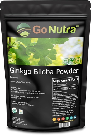 [BRSROAD6O4DR6ALL] Go Nutra Organic Ginkgo Biloba Powder 8 oz. Dure124; Čisté doplňky Ginkgo Biloba, Ginkgo Leaf Powder, (8oz.)