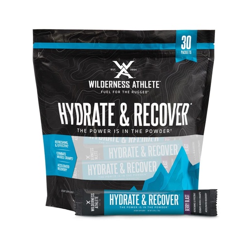 [BRSWGCAZAUPQ2AL5] Wilderness Athlete - Hydrate & Recover | Liquid Hydration Packets Electrolyte Drink Mix - Recover Faster with Bcaas - 30 Single Serving Hydrate Packets (Berry Blast),0.49 Ounce (Pack of 30)