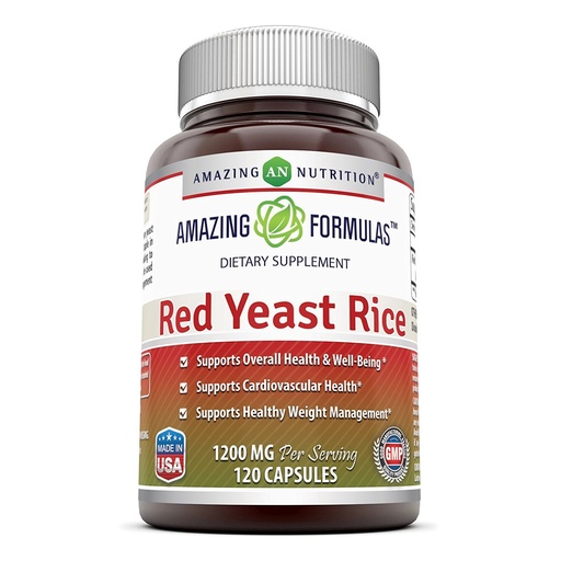 [BRSWICYMDMGWYCA7] Amazing Formulas Red Yeast Rice 1200mg Per Serving Capsules Supplement | Non-GMO | Gluten Free | Made in USA (1 Pack, 120 Count)