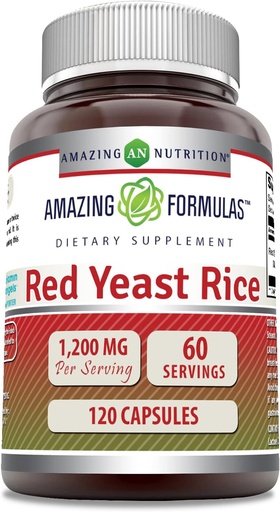 [BRSWICYMDMGWYCA7] Fórmulas surpreendentes Vermelho Levedura Arroz 1200mg Por Cápsulas de serviço Suplemento □ Não-GMO □ Gluten Free □ Made in USA (1 Pack, 120 Count)