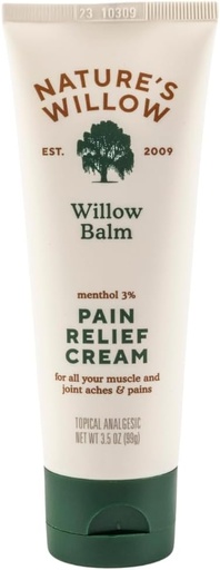 [BRSWYEI2OIHQMHQ6] Nature 's Willow Balm Natural Pain Relief Cream for Muscles & Joints 124; Fast- Acting with Willow Bark & Menthol 124; Free from Artificial Fragrances & Dyes 124; 1-Pack 124; 3.5 fl oz