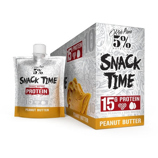 [BRSW2CTRO57R4E3L] Rich Piana 5% Nutrition Snack Time | Squeezable Protein Shots | High Protein Snack Pouches | Convenient, Real Food Protein from Peanuts & Egg Whites | 10-Count (Peanut Butter)