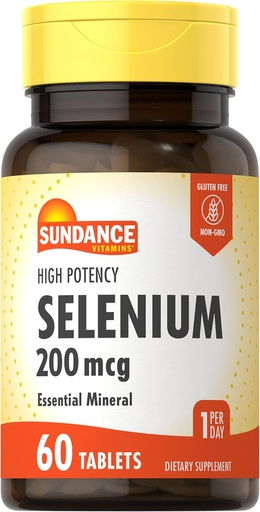 [BRSWKED2OMFWCDLM] Sundance Selenium 200mcg | 60 Tablets | High Potency Formula | Vegetarian, Non-GMO, and Gluten Free Essential Mineral Supplement