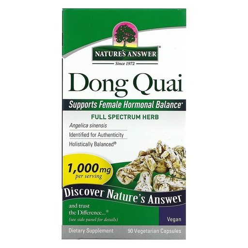 [BRSWIYTYC4NGM2I5] Nature's Answer Dong Quai Root 1000mg | Dietary Supplement | Supports Female Hormone Balance | Non-GMO, Vegan, Kosher Certified & Gluten-Free | Vegetarian Capsules 90ct