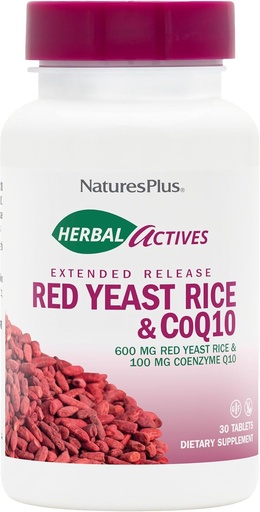 [BRSWYBLQBYIRUC37] NaturesPlus Herbal Actives Rice rosso lievito + CoQ10 Extended Release - 30 compresse, Confezione da 2 - Antiossidante + Supporti General Well-Being - Vegetariano, Gluten Free - 60 Total Servings