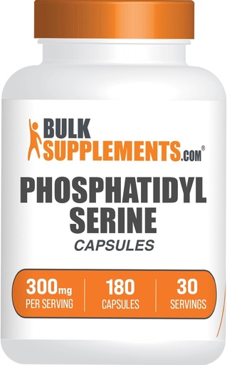 [BRSROCQLAV6R6C3H] BulkSupplements.com Phosphatidylserine Capsules - Phosphatidylserine Supplement, Phosphatidylserine 300mg - Källa från Soja, 6 kapslar per portion, 180 kapslar (Pack av 1)