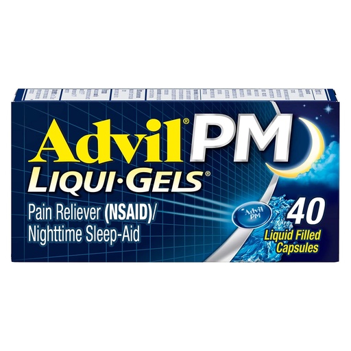 [BRSWIHAFO4CBSADI] Advil PM Liqui-Gels Pain Reliever and Nighttime Sleep Aid, Pain Medicine with Ibuprofen for Pain Relief and Diphenhydramine HCL for a Sleep Aid - 40 Liquid Filled Capsules - Back to College