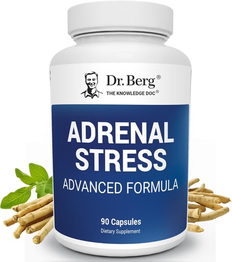 [BRSWIBQ7BMGQGFQZ] Dr. Berg’s Adrenal Stress Advanced Formula - Adrenal Support Supplements for Stress, Mood and Energy Support - Adrenal Supplements - Cortisol Manager with Ashwagandha - 90 Capsules