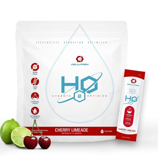 [BRSROFL3AF6WMDL4] Cellutrex® H2O Electrolytes - Electrolyte Toz İçki Mix, Zero Sugar, Recovery və Wellness, Cherry Limeade, 20 Sticks üçün Natural Salt Hydration Packets