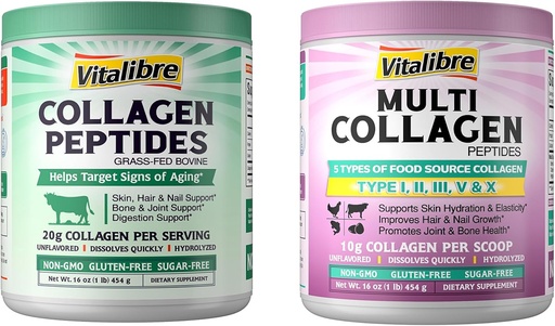 [BRSRABT5O4MQOCY6] Multi Collagen Peptides Powder 16oz & Bovine Collagen Peptides Powder 16oz