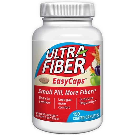 [BRSWIYYCDIDB22TY] Ultra-Fiber Caplets – High-Fiber Supplement for Regularity – 48% More Fiber per Caplet – Soluble & Insoluble Fiber Blend – Easy-to-Swallow Coated Caplets – 150ct