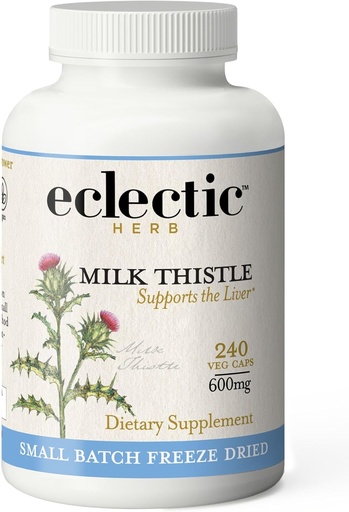 [BRSWIYQAO5YQOG3K] Eclectic Institute Raw Freeze-Dried Non-GMO Milk Thistle | with Silymarin for Liver Support - Detox, Cleanse & Maintain | 240 CT